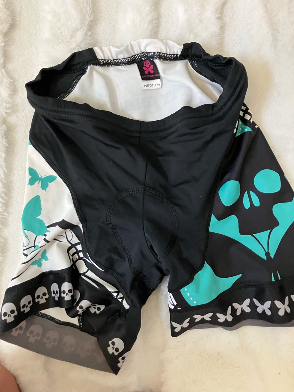 Betty designs Tri shorts black & Teal Bike Shorts - Padded Cycling Shorts
